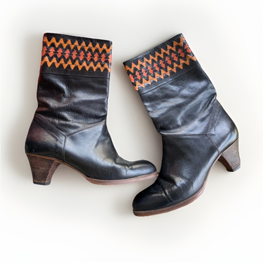 Davos Gomma Made In Italy Santa Fe Western Boots Leather Size 7‎